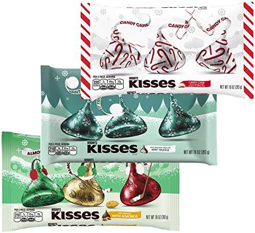 KISSES Chocolates Mix - Almond Mint Truffle Candy Cane - Milk Chocolate Variety Pack - Bulk Christmas Assortment - 10 - 11 Ounce Bag (3 Pack) (Almond, Mint Truffle, Candy Cane)