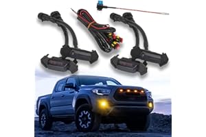 MAXHAWK LED Grill Light Kit Compatible with 2016-2023 Toyota Tacoma w/TRD PRO Grill ~ 4pcs Smoked Lens Amber LED Running Ligh