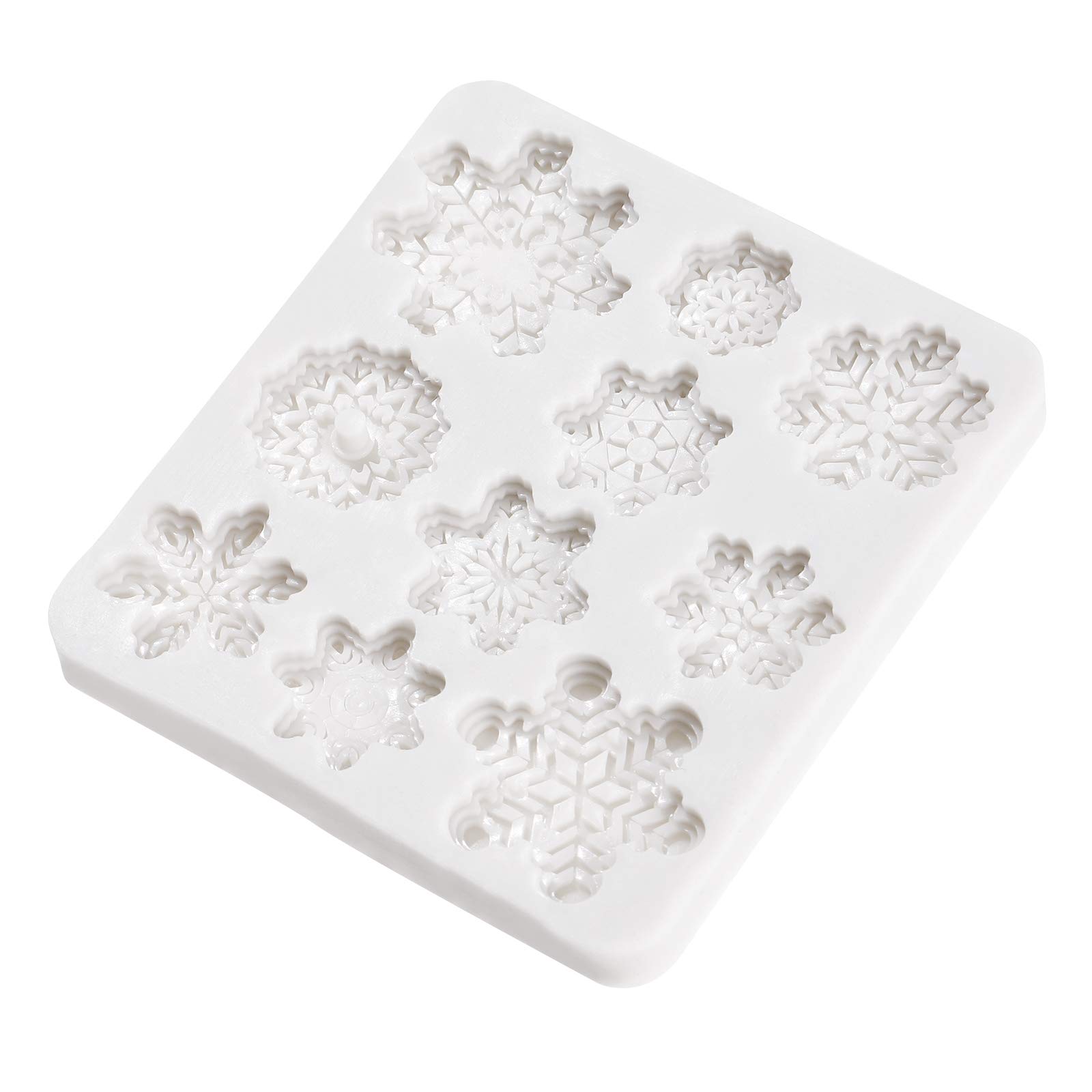 OUNONA Christmas 3D Silicone Baking Moulds - Christmas Snowflake Shaped Mould for Cake, Fondant, Chocolate - Flexible Baking Mould Tray for Desserts Assorted Colors