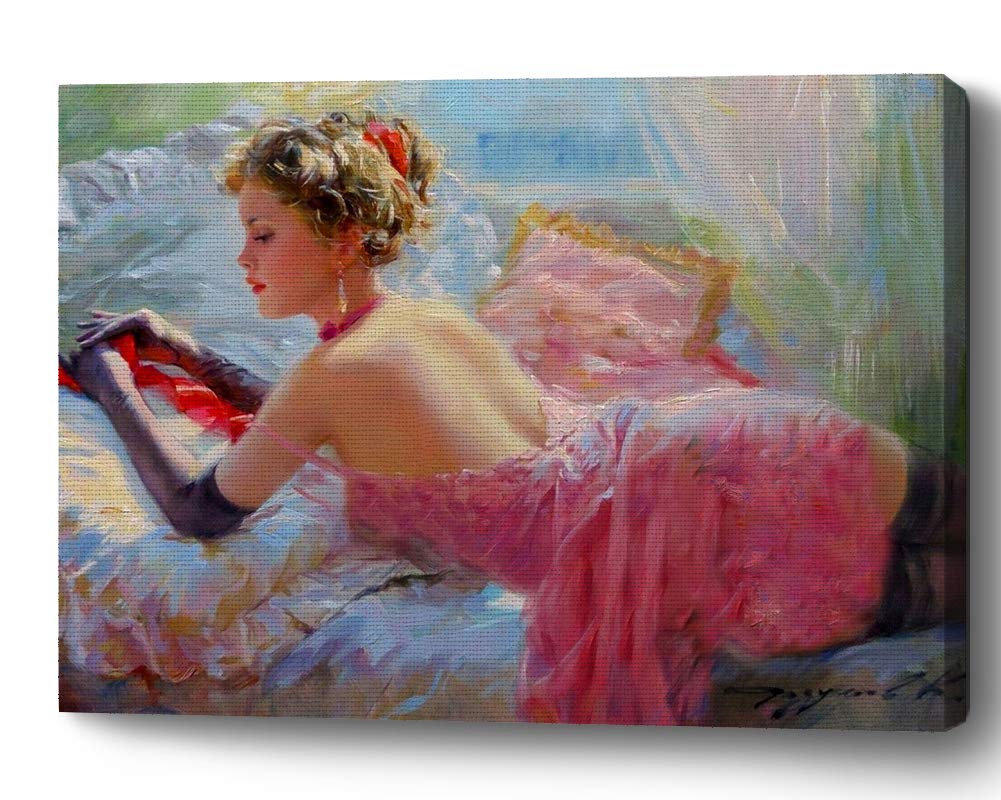 YUNLOY Canvas Wall Print Framed for Home Walls Decor Morden Decoration - 20x14 - The Red Ribbon Pret