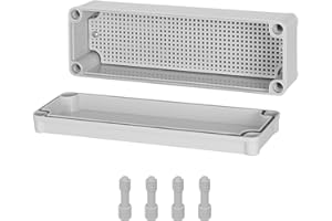 HoHaing IP67 Waterproof Outdoor Electrical Box with Mounting Plate, ABS Plastic, Grey, 9.8"x 3.1"x 2.8", Includes Box & Plate