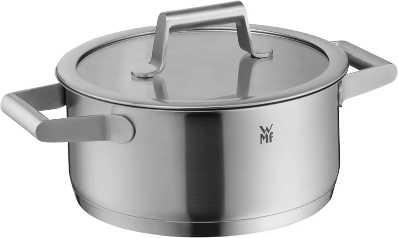 Comfort Line Set de 5 casseroles à induction, avec couvercle en verre, acier inoxydable Cromargan mat, écailles, induction empilables, non revêtu.