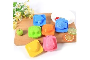 LADIESHOW 6 Pcs Cartoon Cute Boil Egg Mold, Egg Sushi Rice Mould Plastic Cake Chocolate Mold With Rabbit Bear Fish Car Star Love Heart Shape Decorating Fondant Cake Cookery Molds