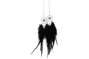 YGMONER Mini Dream Catcher Car Interior Rearview Mirror Hanging Decor Nature Feather Small Boho Car Charms Pendant Accessories (Black)