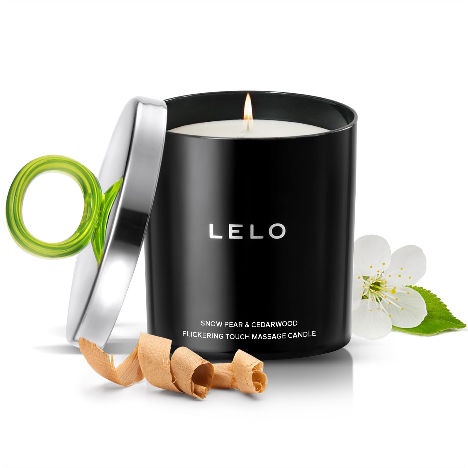 LELO Flickering Touch Massage Candle, Melts into Massage Oil, Scented Candle Body Massage Oil, Luxury Skin Treatment (Snow Pear & Cedarwood)