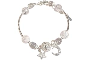 GENERIC Pure Crystal Pearl Bracelet for Women Natural Healing Strand Bracelet with Star and Moon Design Dainty Jewelry gifts for Birthdays Valentine's Day