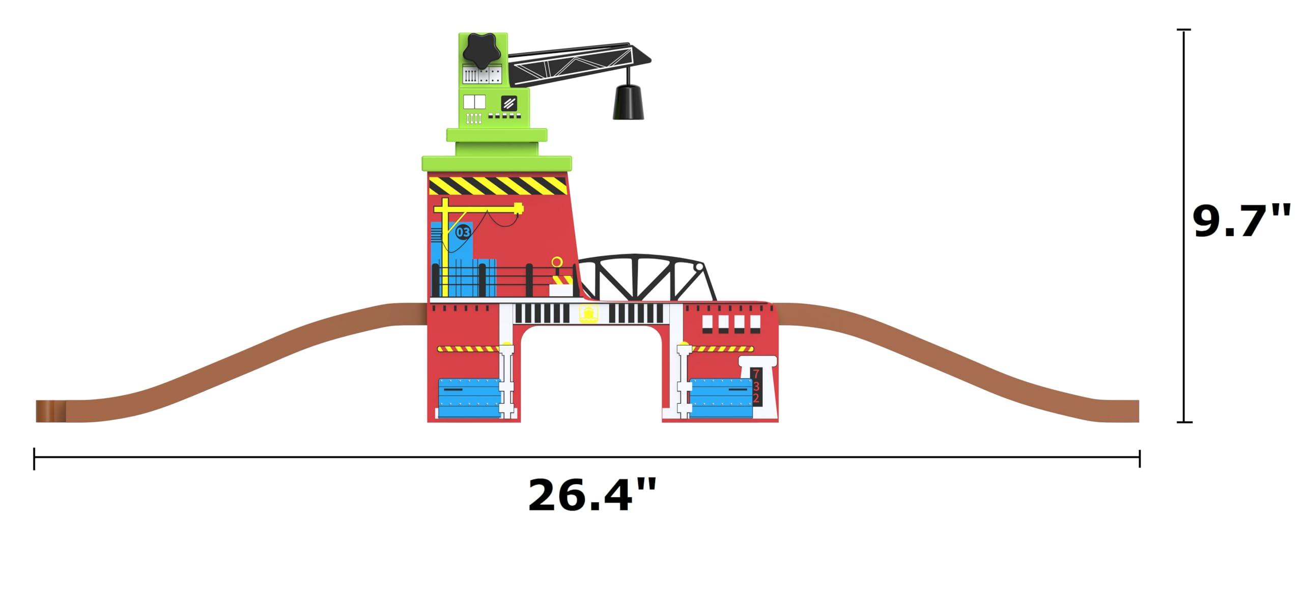 Toy Train Accessory with Track for Kids Age 3 and Up, Wooden Train Track Accessories Crane Bridge Compatible with Thomas, Brio, Chuggington, Melissa and Doug and All Major Brand Railway Track