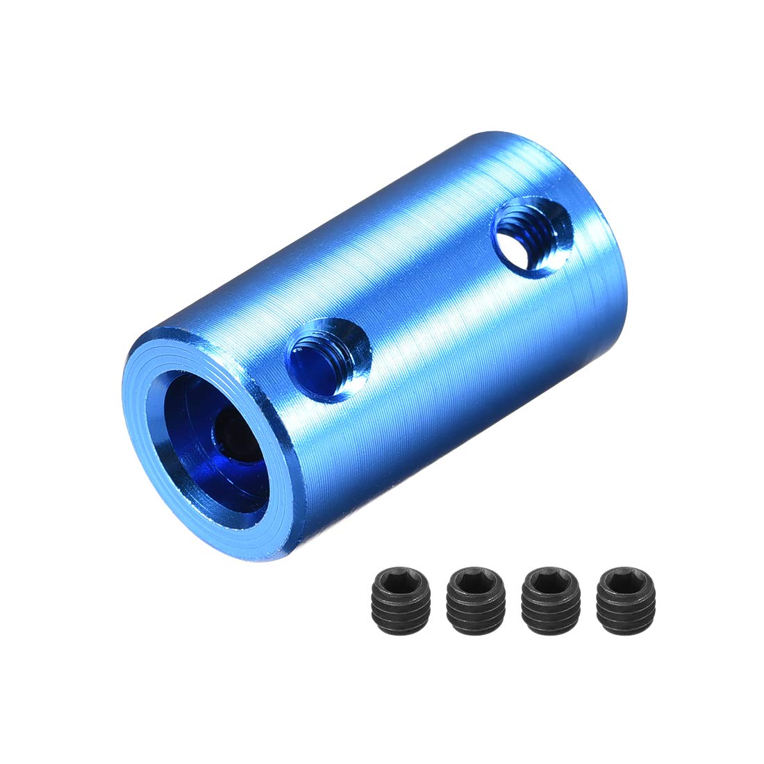 sourcing map 6mm to 8mm Bore Rigid Coupling Set Screw L25XD14 Aluminum Alloy,Shaft Coupler Connector,Motor Accessories,Dark Blue,4pcs