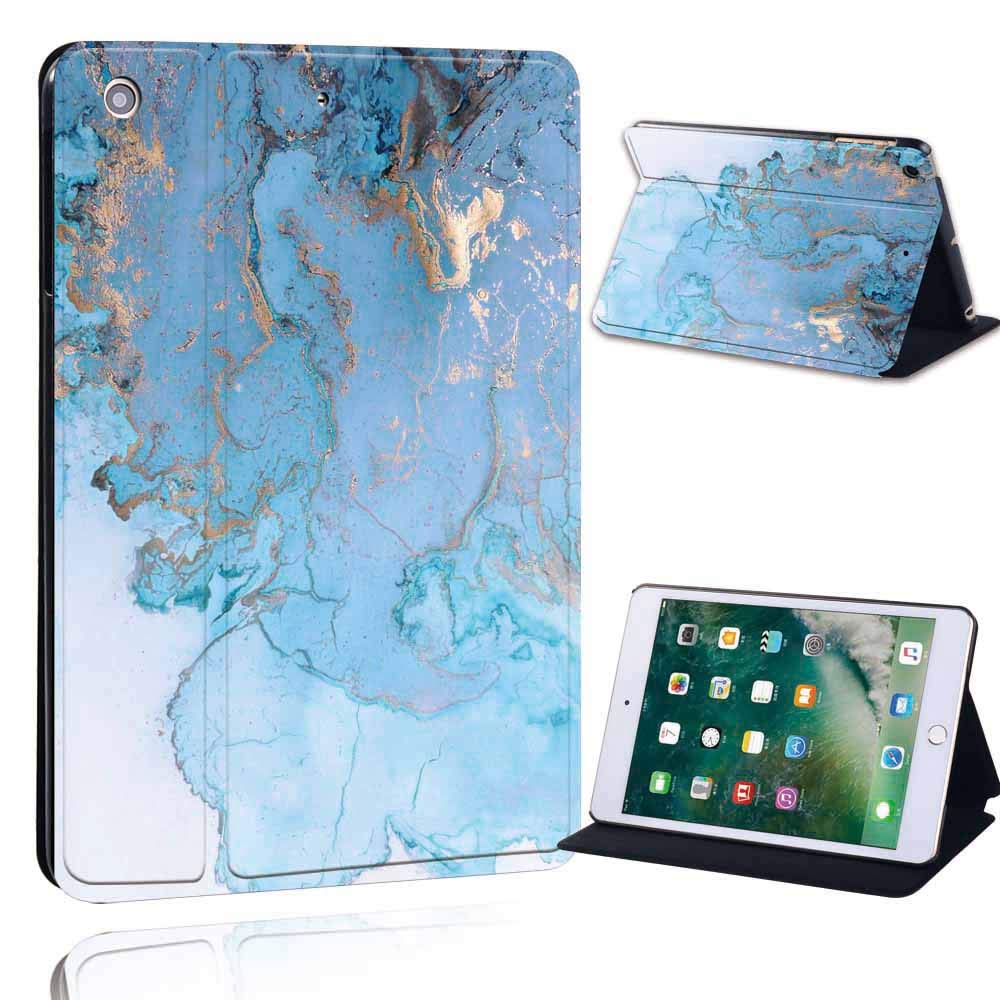 FINDING CASE Fit Apple iPad Mini 1/2/3 Leather Cover - Printed PU Flip Leather Smart Lightweight Shell Stand Cover Case for Apple iPad Mini 1/2/3 (iPad Mini 1/2/3, blue oil pattern marble)