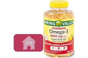 STS HOME Spring Valley Omega-3 from Fish Oil, 1000 mg, 120 Count + STS Sticker.