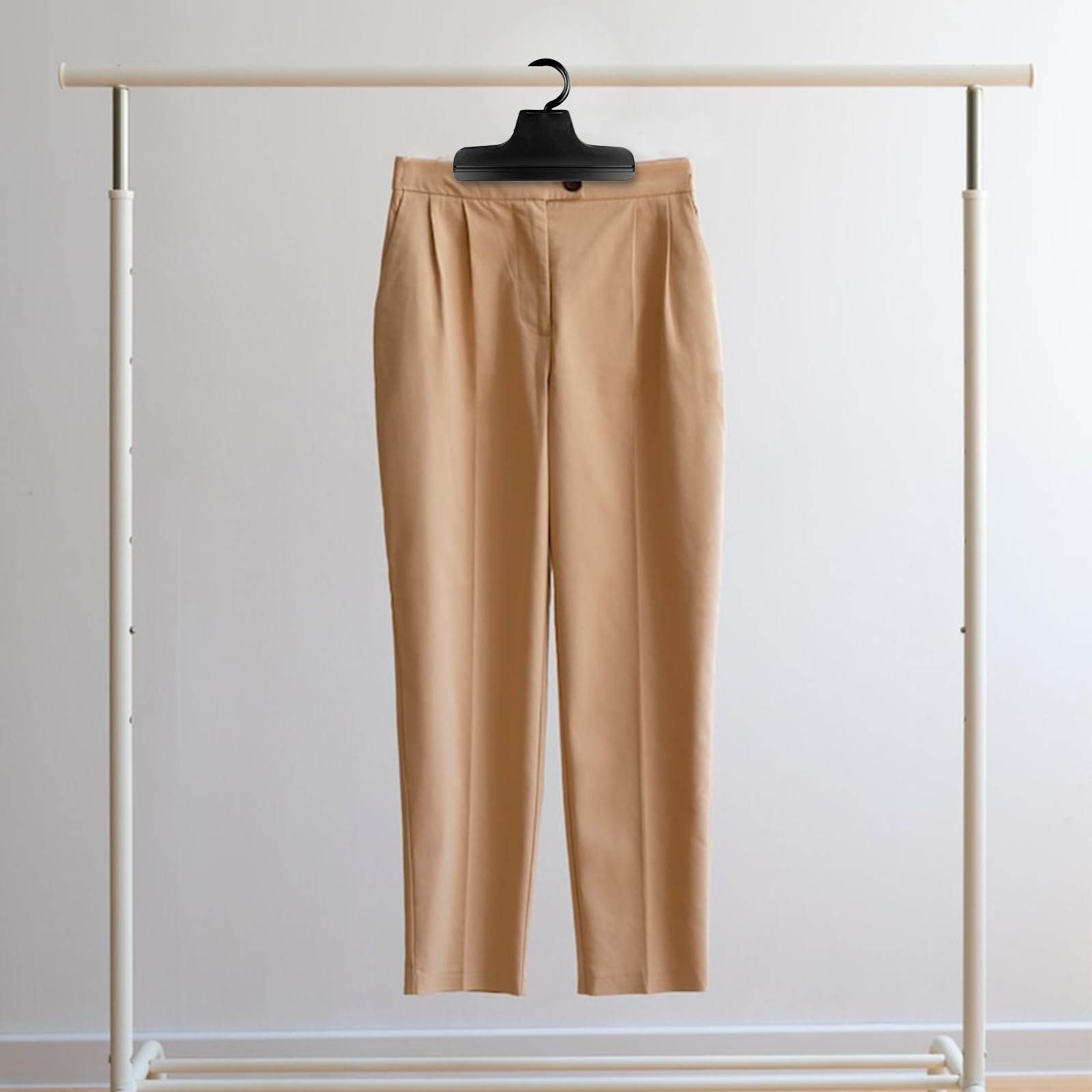 Photo 1 of Multifunctional Clip Pants Hanger with 360° Hook, Non Slip Traceless Integrated Clip Hanger for Clothes Organizing, Convenient Hanging Closet Organizer with Small Hook for Space Saving (Black)