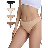 Leovqn Camel Toe Thongs for Women 4 Pack Seamless No Show Concealer Thongs Invisible Cameltoe Proof Workout Underwear