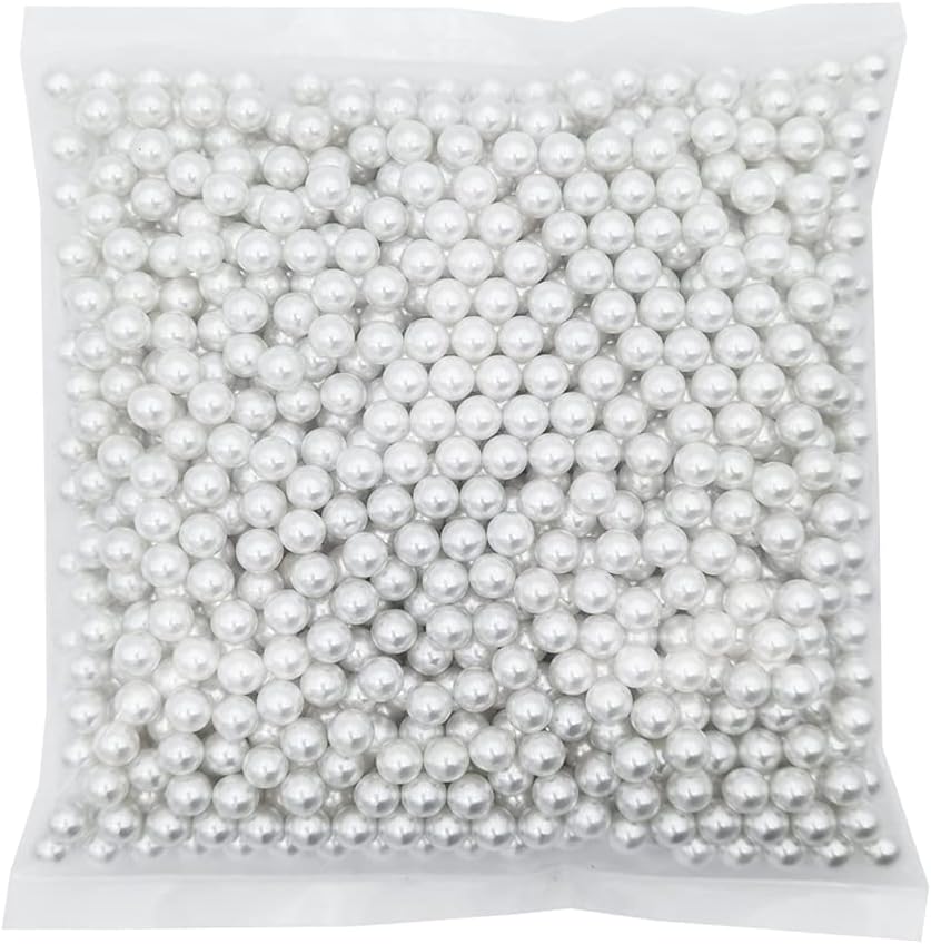 Vase Fillers - INSPIRELLE 1100pcs White Undrilled ABS Art Faux Pearls for Vase Fillers, 8mm No Hole Makeup Beads to Hold Brush Eyeliner, Imitation Round Pearl Beads for Table Scatter Home Wedding Decoration