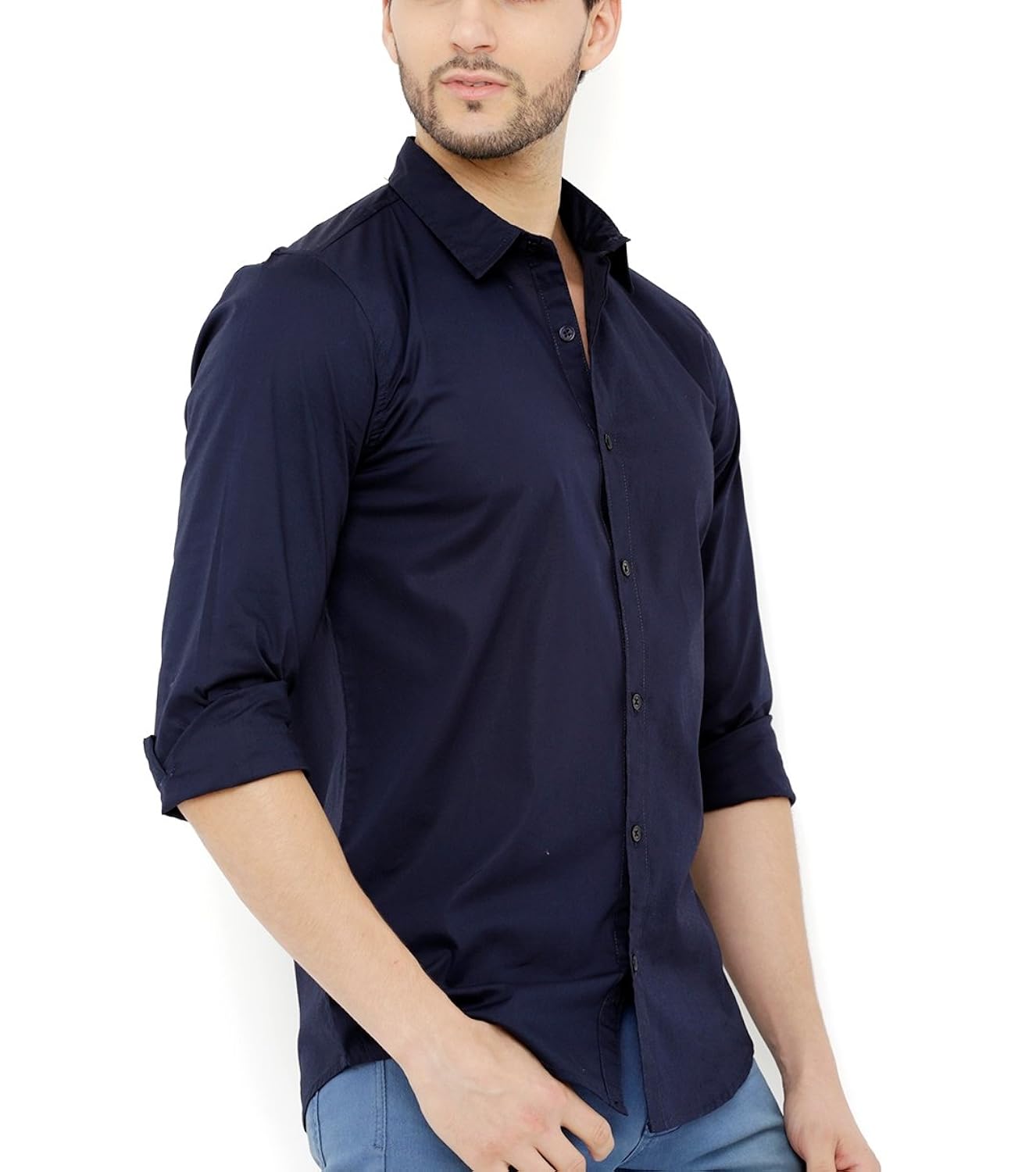 nick&jess mens blue semi formal classic cotton shirt