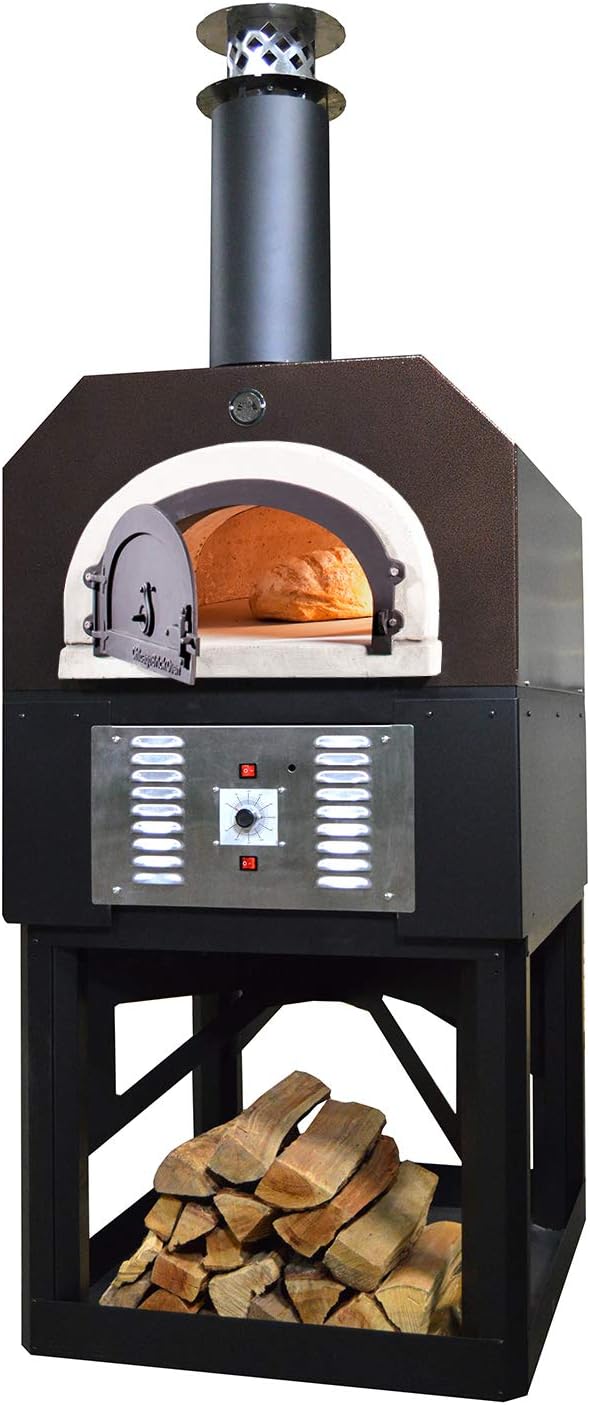 Chicago Brick Oven Propane Gas & Wood-Burning Commercial Outdoor Pizza Oven, CBO-750 Hybrid Stand with Copper Vein Hood