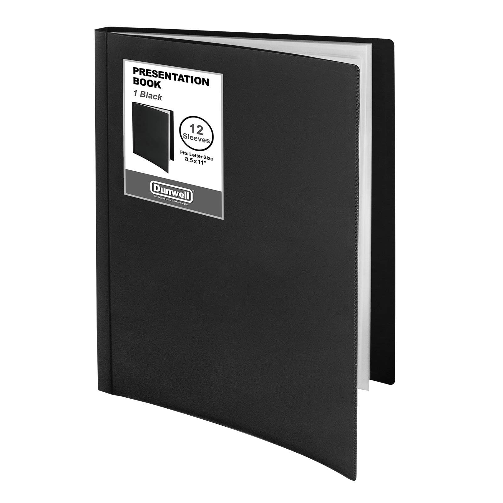 Photo 1 of Dunwell Presentation Binder 12-Pocket, Displays 24 Pages, 8.5x11 Portfolio Binder with Plastic Sleeves, Storage and Organizer for Documents, Certificates, Projects, Photos (Black)