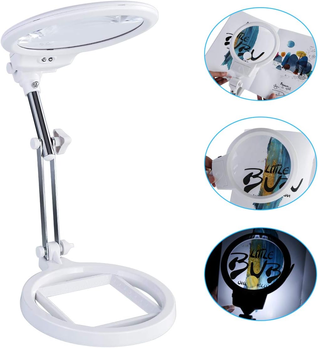 Hands Free Desktop Magnifier Glass Folding,Best Reading Magnifier 2X