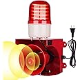 AC110V-120V Industrial Siren Alarm Strobe Light-120dB Loud Horn & Red Beacon Warning Light,Waterproof Indoor/Outdoor Safety Alarm for Emergency,Factory,Office,Fires,Tornado,Intruders,Animal Deterrent