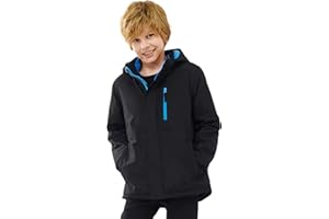 PAMLULU Boys Winter Coats Waterproof Breathable Snowboarding Ski Jackets Fleece Lined Hooded Rain Coat for Kids