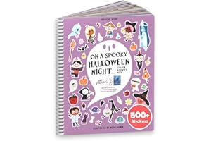 CUPKIN Halloween Sticker Book for Kids 3-5 Spooky, Children's Crafts (500+ Cute Halloween Stickers for Kids & 12 Scenes) Holiday Activity Books, Fall Coloring Book Children Ages 4-8