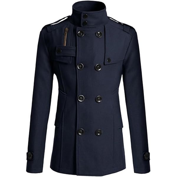 Men's Notch Lapel Double Breasted Long Trench Coat Casual Cotton
