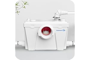 Macerator Pump, Macecrating Toilet Pump for Basement with 4 Water Connections, Upflush to 23ft/8 m, 1800GPH, Sewage Pump for Basement Toilet, Sink, Laundry, Shower