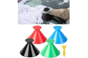 GLSOWEE 4PCS Magical Ice Scrapers for Car Windshield, Cone-Shaped Car Snow Remover with Funnel, Round Snow Scraper Car Snow Removal Shovel Tool, Frost Wipe Scraper Car Window Cleaner for Ice & Snow
