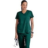 Grey's Anatomy Women's Two Pocket V-Neck Scrub Top with Shirring Back