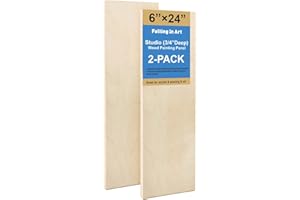 Falling in Art Unfinished Birch Wood Panels Kit for Painting, Wooden Canvas 2 Pack of 6x24 Studio 3/4" Deep, Cradle Boards for Pouring, Art, Crafts, Burning and More