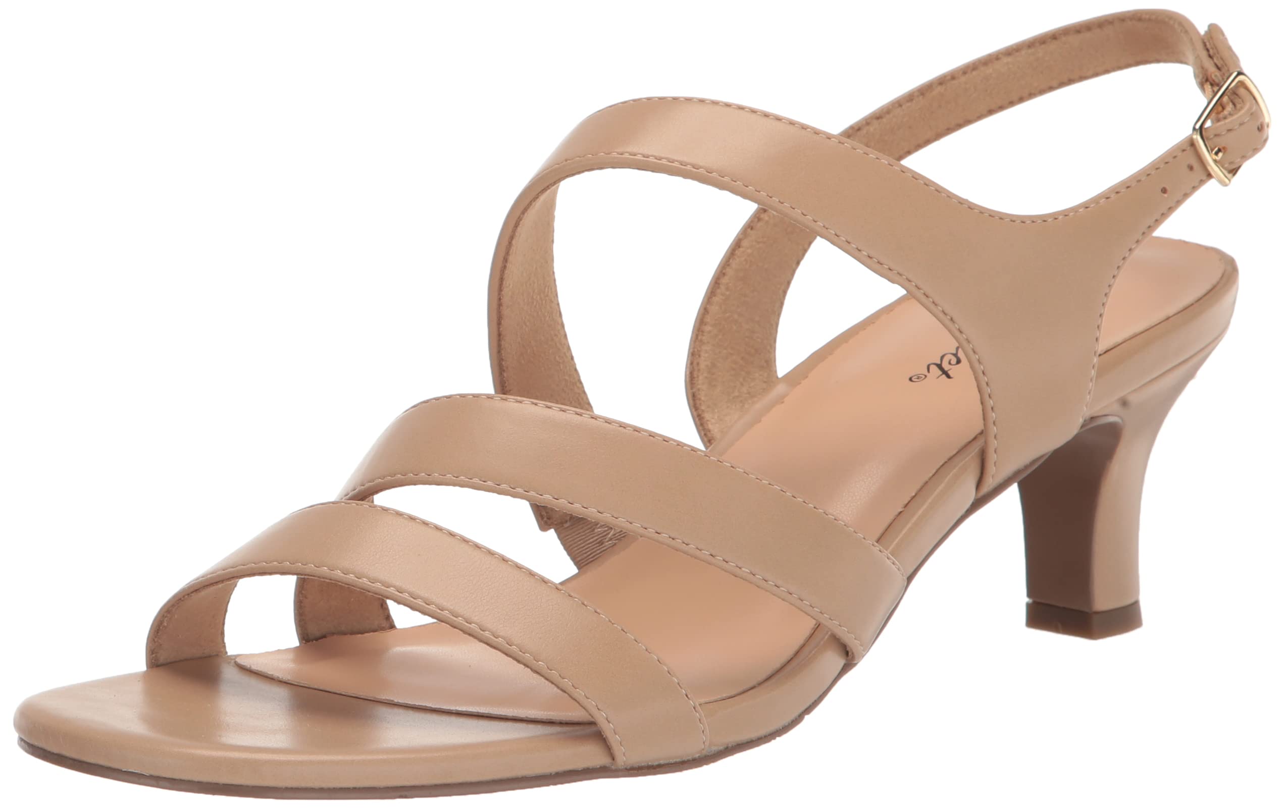 Easy Street Women’s Como Heeled Sandal, Nude, 9.5 X-Wide