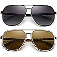 SUNGAIT Aviator Sunglasses for Men and Women, Polarized Trendy Square Sun Glasses Retro Pilot Shades UV Protection