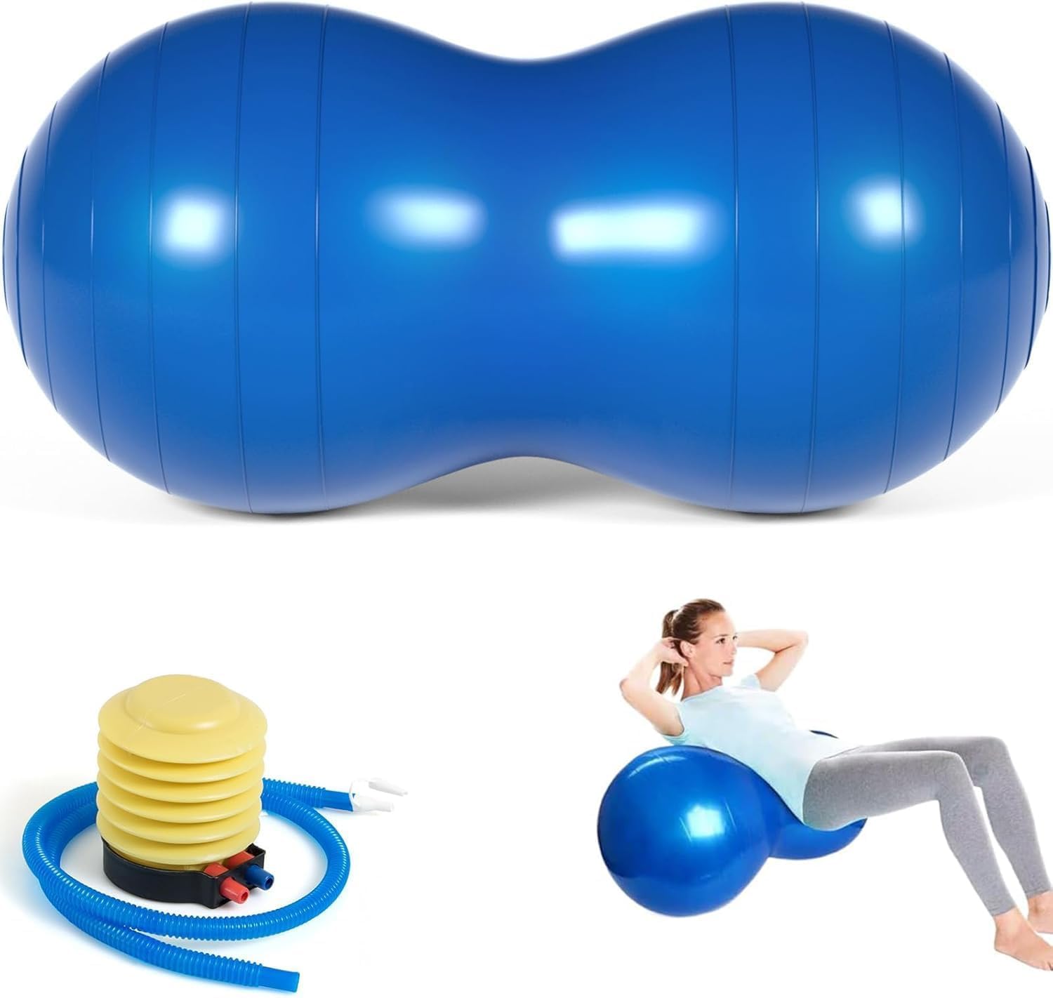 View 1 of ***PARTIAL SET - PRICE ADJUSTED*PUMP ONLY**
SURPZON Peanut Ball for Kids Therapy, 90x45cm Anti-Burst Exercise Ball with Pump, Gym Quality Fitness for Yoga, Physical, Training, Women, Men
