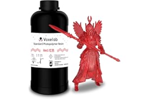 VOXELAB 3D Printer Resin, Rapid Resin LCD UV-Curing Resin 405nm Standard Photopolymer Resin for LCD 3D Printing, High Precision & Quick Curing & Excellent Fluidity - 1000g (Red)