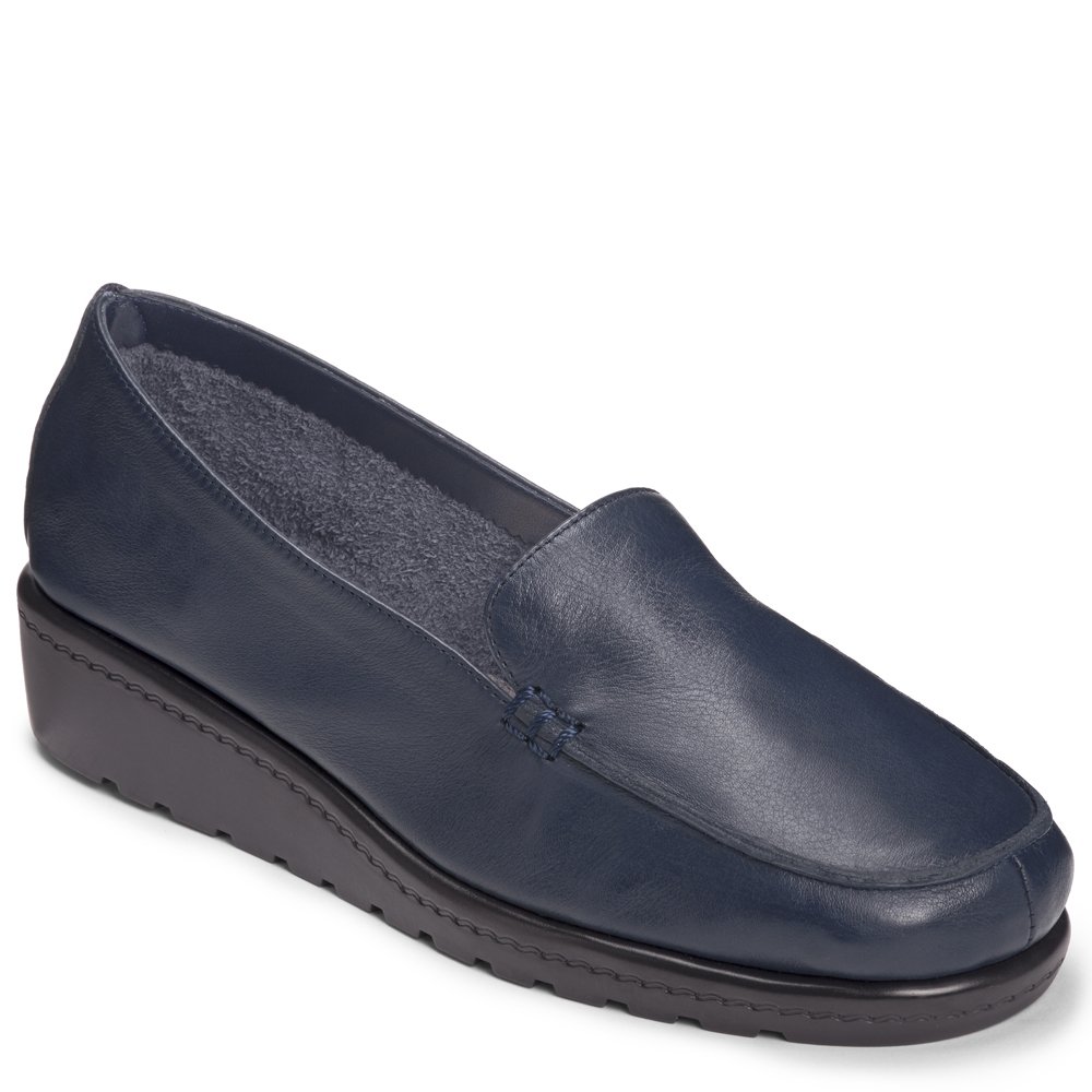 Aerosoles Parade Womens Loafers Dark Blue Leather 9.5 W