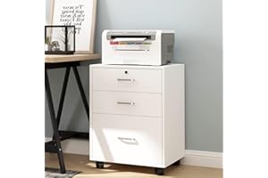 DlandHome 3-Drawer Lockable Vertical File Cabinet Mobile Filing Cabinet with Lockable Casters, Convenient Storage Space Savin