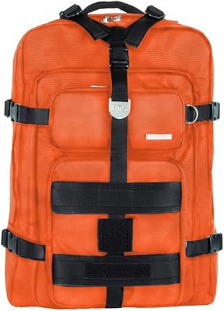 orange canvas backpack