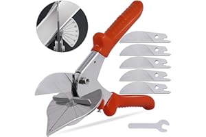 Keadic 7Pcs Multi Angle Miter Shear Cutter, Multifunctional Trunking/Miter Shears with Wrench and Upgrade Spare Blades, Quart