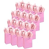 Gcardist Pink Gift Bags with Tissue Paper for Wedding, Birthday, Party Supplies-7.9"x4.3"x9.6" Medium Size Cardboard Gift Bags(16pcs Bags +32pcs Tissue Paper )