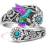 Cheyring Turquoise Spoon Hummingbird Ring Hummingbird Spoon Rings for Women Sterling Silver Gifts Turquoise Daisy Jewelry Mothers Day Christmas