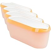 Tovolo Ice Cream Containers for Homemade Ice Cream, Glide-A-Scoop (1.5 Qt, Orange Crush) - Stackable Storage Containers for Freezer - BPA-Free Ice Cream Tub with Lid (Pack of 4)