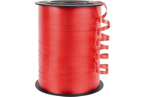 Quhora 500 Yards Red Curling Ribbon for Gift Wrapping, 1/5 inch Wide Balloon Ribbon String for Florist Flower, Crafts, Wreaths, Christmas, Birthday Party, Wedding