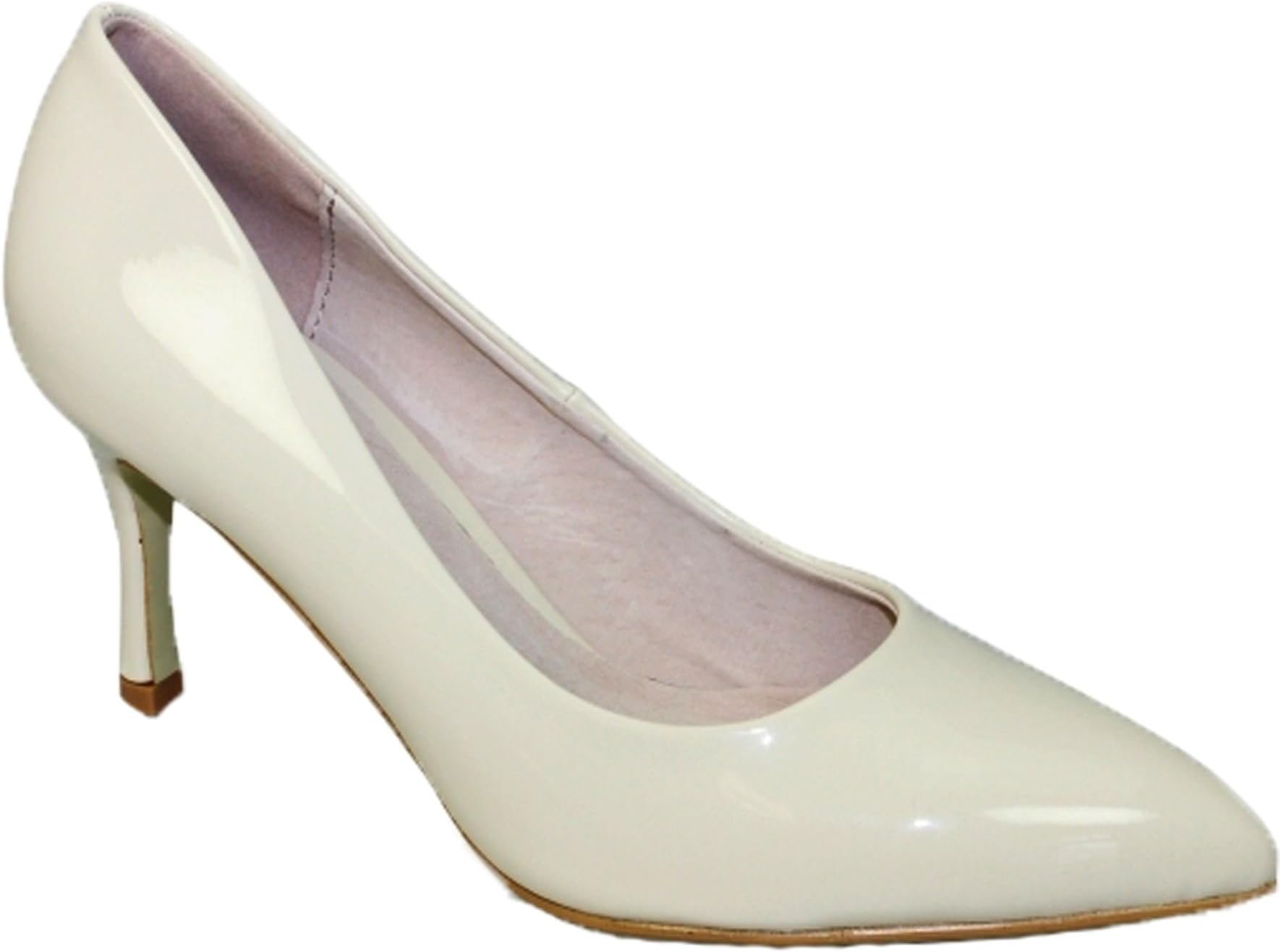 Fantasia Boutique ® FLC090 Petal Pointed Toe Court Padded Insole Patent Mid Heels Formal Shoe