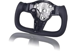 EASSAFEX Yoke Racing Steering Wheel For Tesla Model 3 Model Y 2017-2023, Personalized Yoke Steering Wheel Nappa Leather (Black Leather, with Heating)