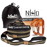 XL Hammock Straps With Carabiners - 14 feet (28 ft, 48 Loops Total). Longest, Strongest & Most Versatile. Quick Easy Setup For All Hammocks. Lightweight & Tree Friendly. No Stretch Polyester