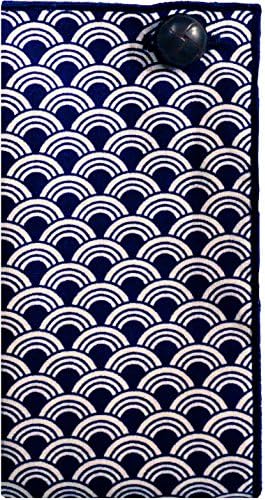 Navy &amp; White Geo Print w/ Leather Button Men's Pocket Square by The Detailed Male
