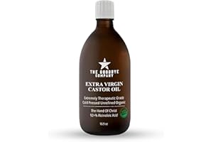 THE GOODBYE COMPANY Premium Organic Cold-Pressed Food Grade Castor Oil - 16.9 oz Glass Bottle, Hexane-Free, Small Batch, Extra Virgin, Ethically Sourced for Hair Growth, Skin Care, Lashes, Brows & Digestion