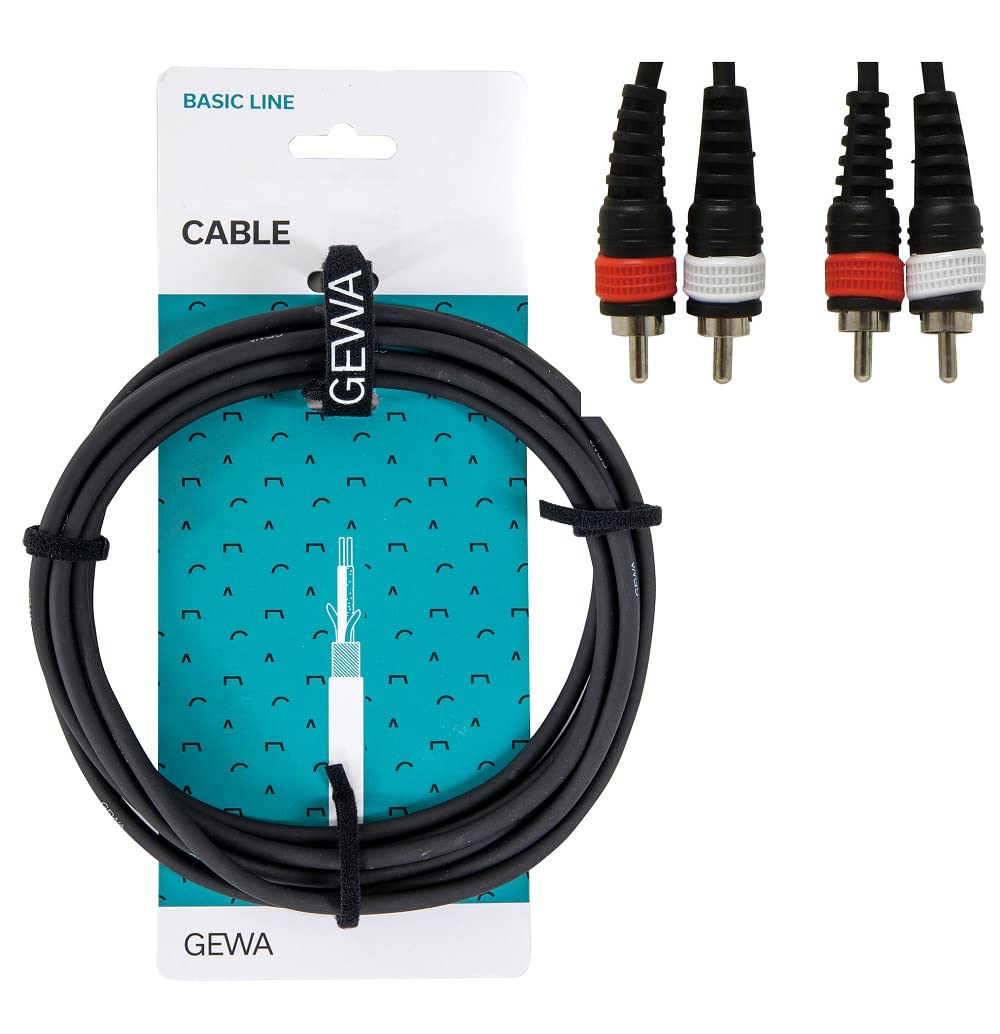 GEWA Twinkabel Basic Line 3m, black, 2x Cinch - 2x Cinch, 190195