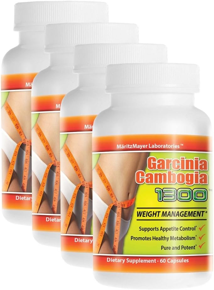 4 Pack Pure Garcinia Cambogia Extract Natural Weight Loss 60% HCA Diet Burn Fat