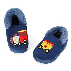 ESTAMICO Boys Girls Warm Slippers Cartoon Train