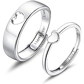 MILACOLATO Matching Rings for Couples 925 Sterling Silver Matching Heart Promise Rings I Love You Engagement Wedding Ring Sets for Him and Her Adjustable Butterfly Matching Rings Valentines Day Gifts